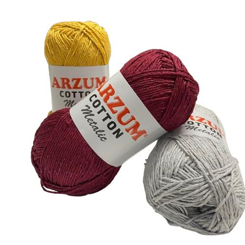 Arzum Cotton Metalic Simli Örgü İpi 100 gr
