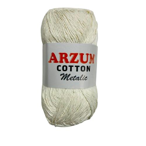 Arzum Cotton Metalic Simli Örgü İpi 100 gr 02 Krem