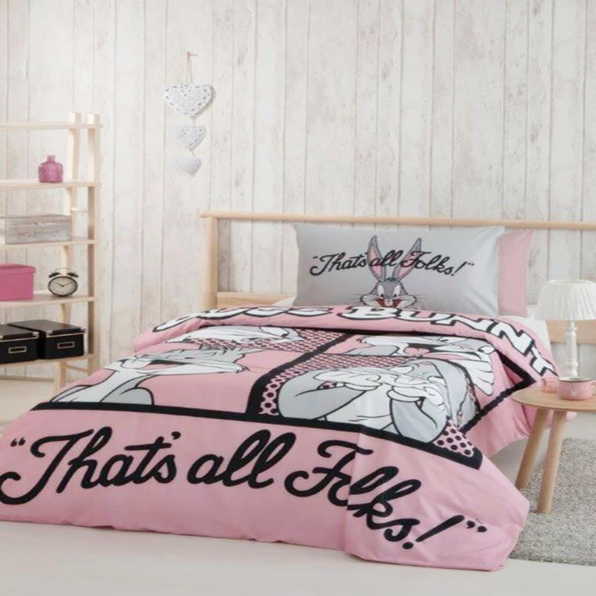Özdilek Bugs Bunny Folks Tek Kişilik Lisanslı Çocuk Nevresim Takımı Pembe