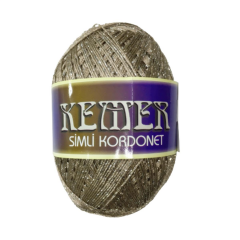 Aldemir Kemer Simli Kordonet Floş El Örgü İpliği 100 gr 04 Simli Siyah