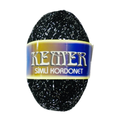 Aldemir Kemer Simli Kordonet Floş El Örgü İpliği 100 gr 04 Simli Siyah