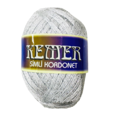 Aldemir Kemer Simli Kordonet Floş El Örgü İpliği 100 gr 04 Simli Siyah