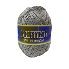 Aldemir Kemer Simli Kordonet Floş El Örgü İpliği 100 gr 04 Simli Siyah