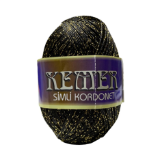 Aldemir Kemer Simli Kordonet Floş El Örgü İpliği 100 gr 04 Simli Siyah