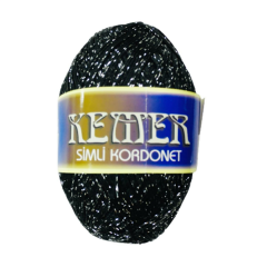 Aldemir Kemer Simli Kordonet Floş El Örgü İpliği 100 gr 04 Simli Siyah
