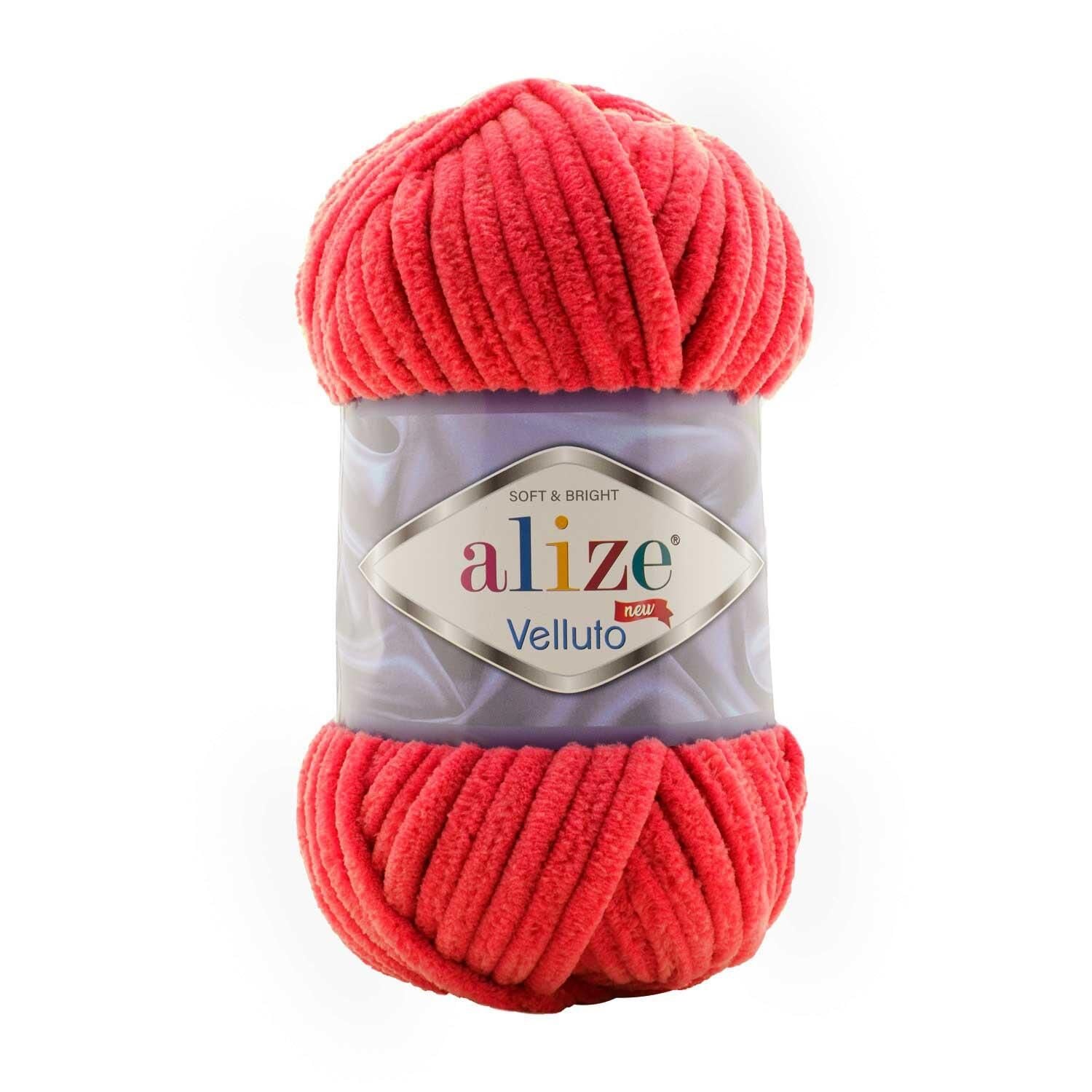 Alize Velluto Kadife El Örgü İpliği 100 gr 56 Kırmızı