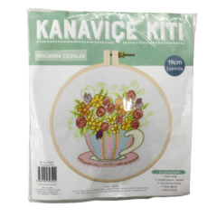 Tuva Kanaviçe Kiti Fincanda Çiçekler K201