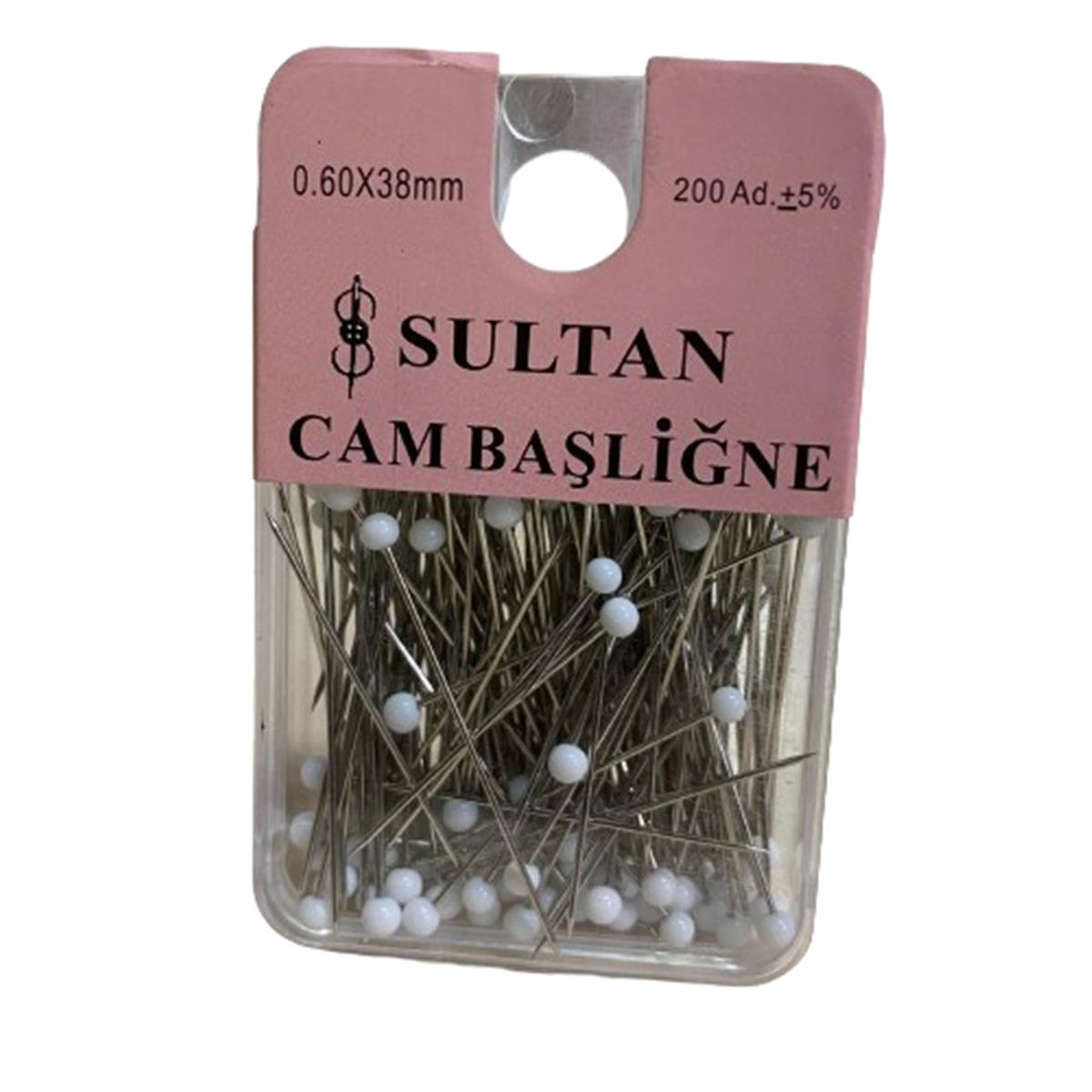 Sultan Cam Başlı Toplu İğne 0,60*38 mm Beyaz