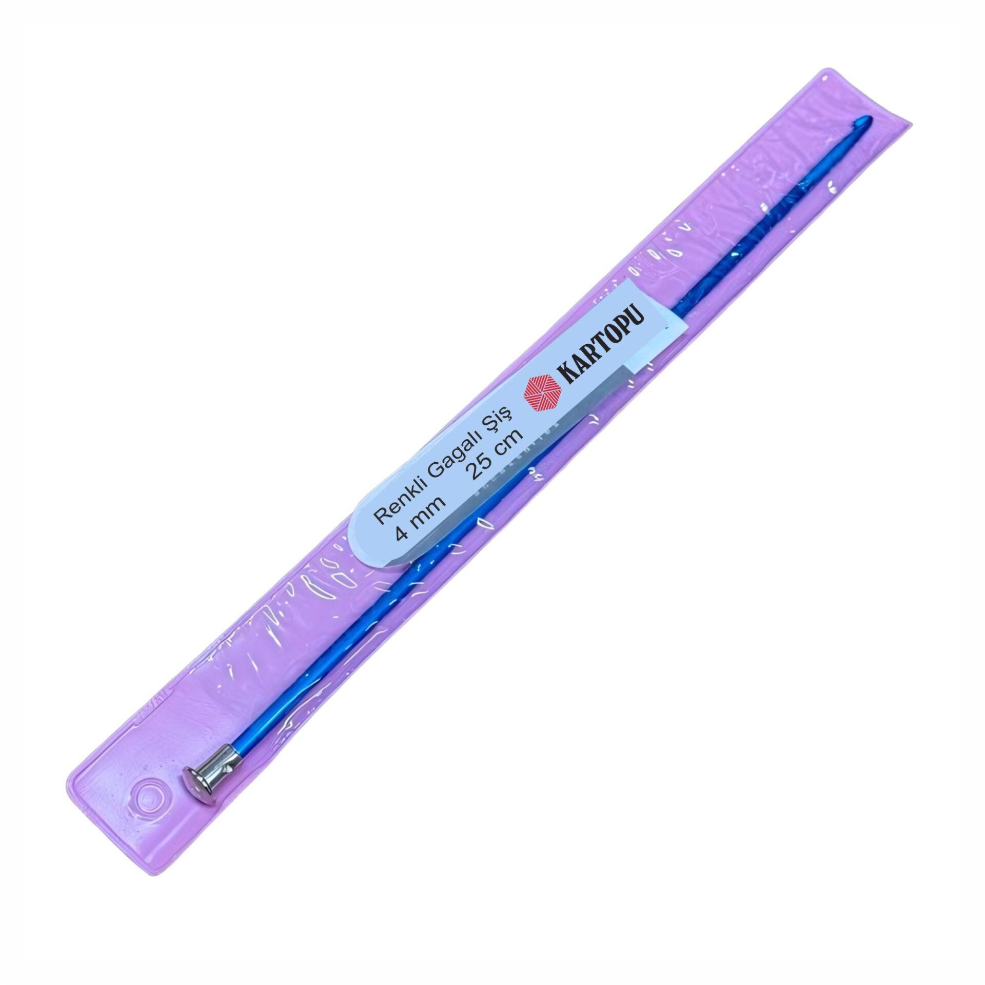 Renkli Gagalı Şiş 25cm Tığ Şİş Tunus Şişi krgg25 No:4 mm  Mavi