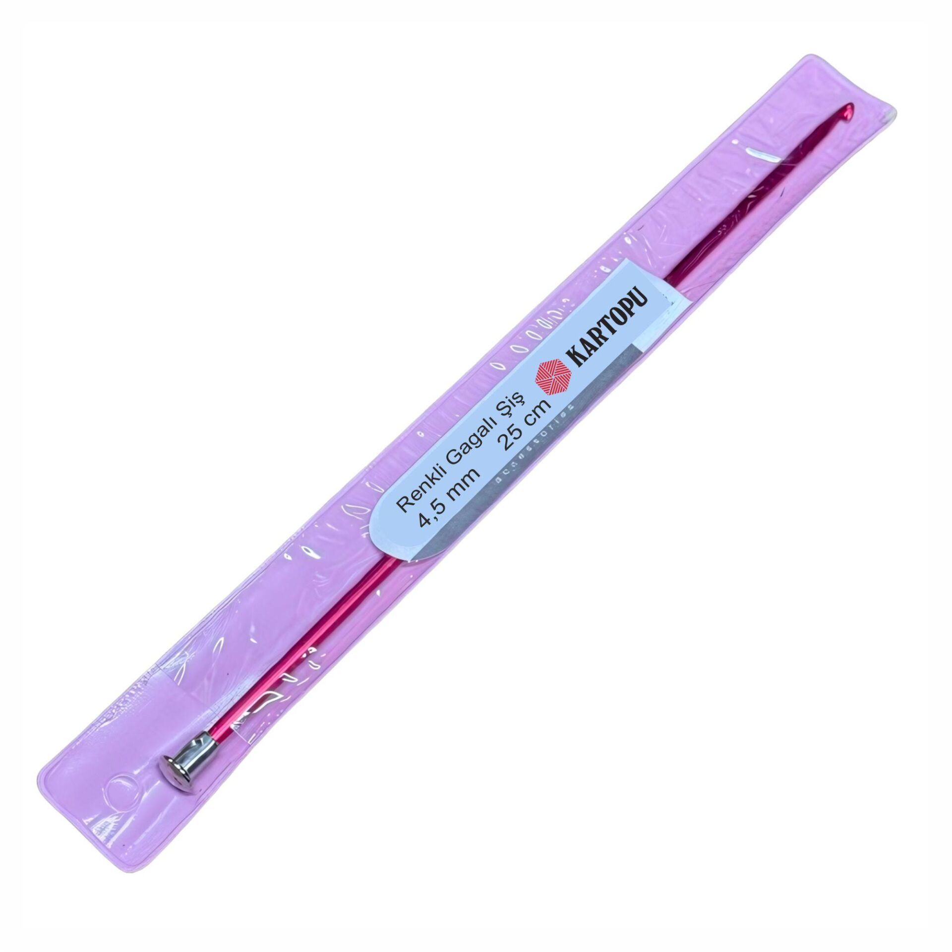 Renkli Gagalı Şiş 25cm Tığ Şİş Tunus Şişi krgg25 No:4,5 mm  Kırmızı