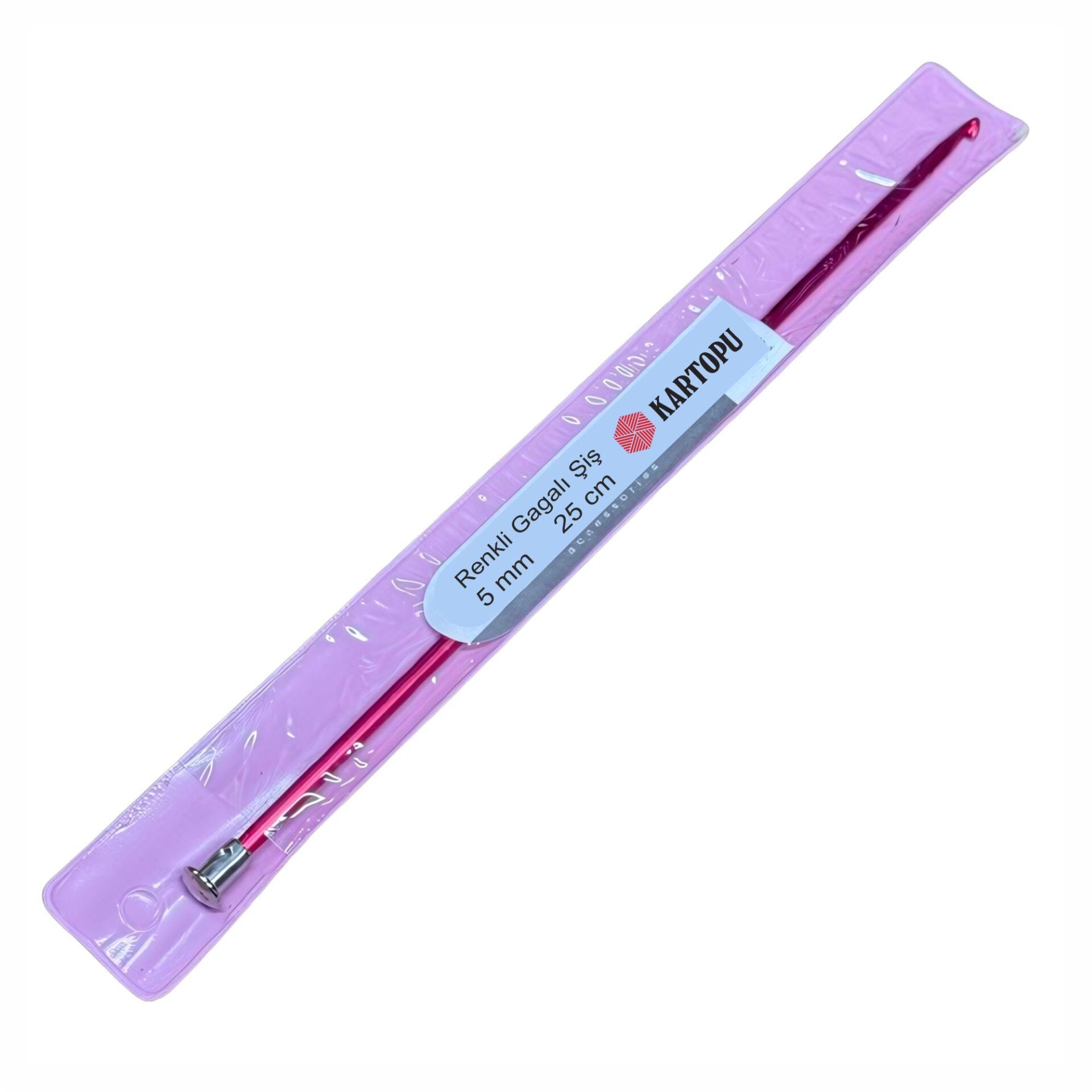 Renkli Gagalı Şiş 25cm Tığ Şİş Tunus Şişi krgg25 No:5 mm  Kırmızı