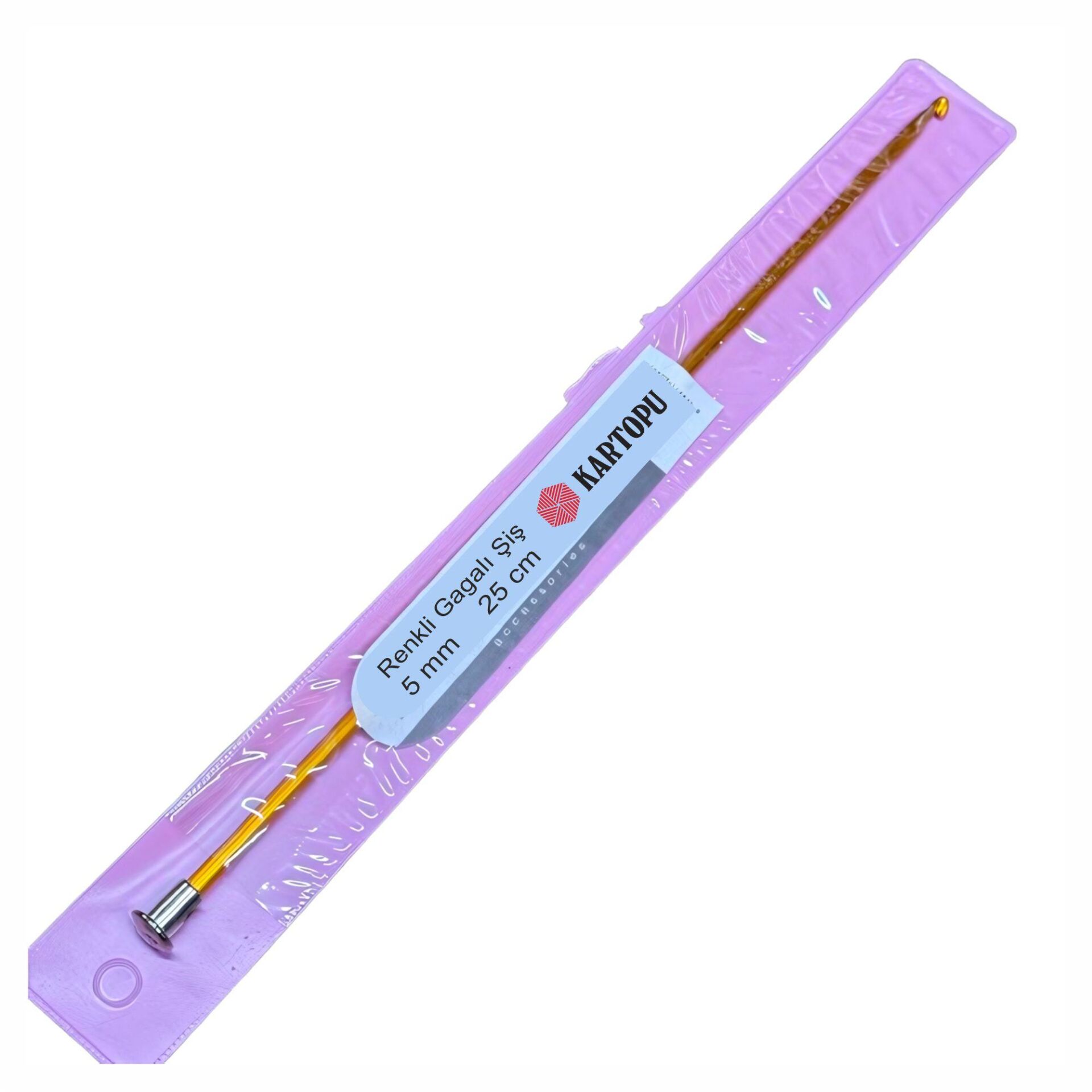 Renkli Gagalı Şiş 25cm Tığ Şİş Tunus Şişi krgg25 No:5 mm  Sarı