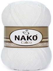 Nako Calico Pamuk Cotton El Örgü İpi İpliği Yünü 208 Beyaz
