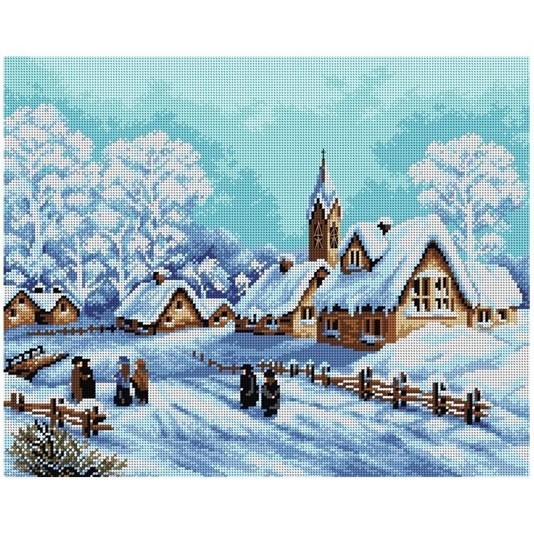 Orchidea Baskılı Goblen Kış Köyü 2287 40*50 cm