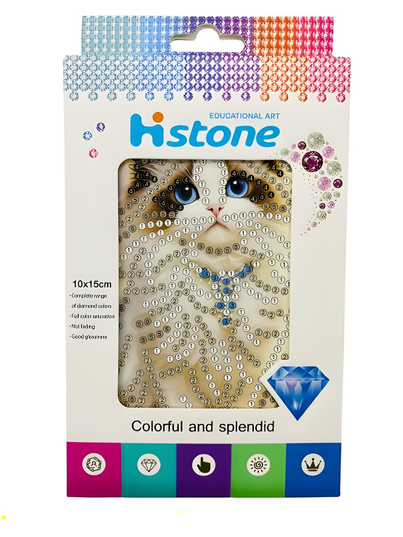 5D Yapışan Boncuk Goblen Mozaik Tablo Pano 10*15 cm Kedi