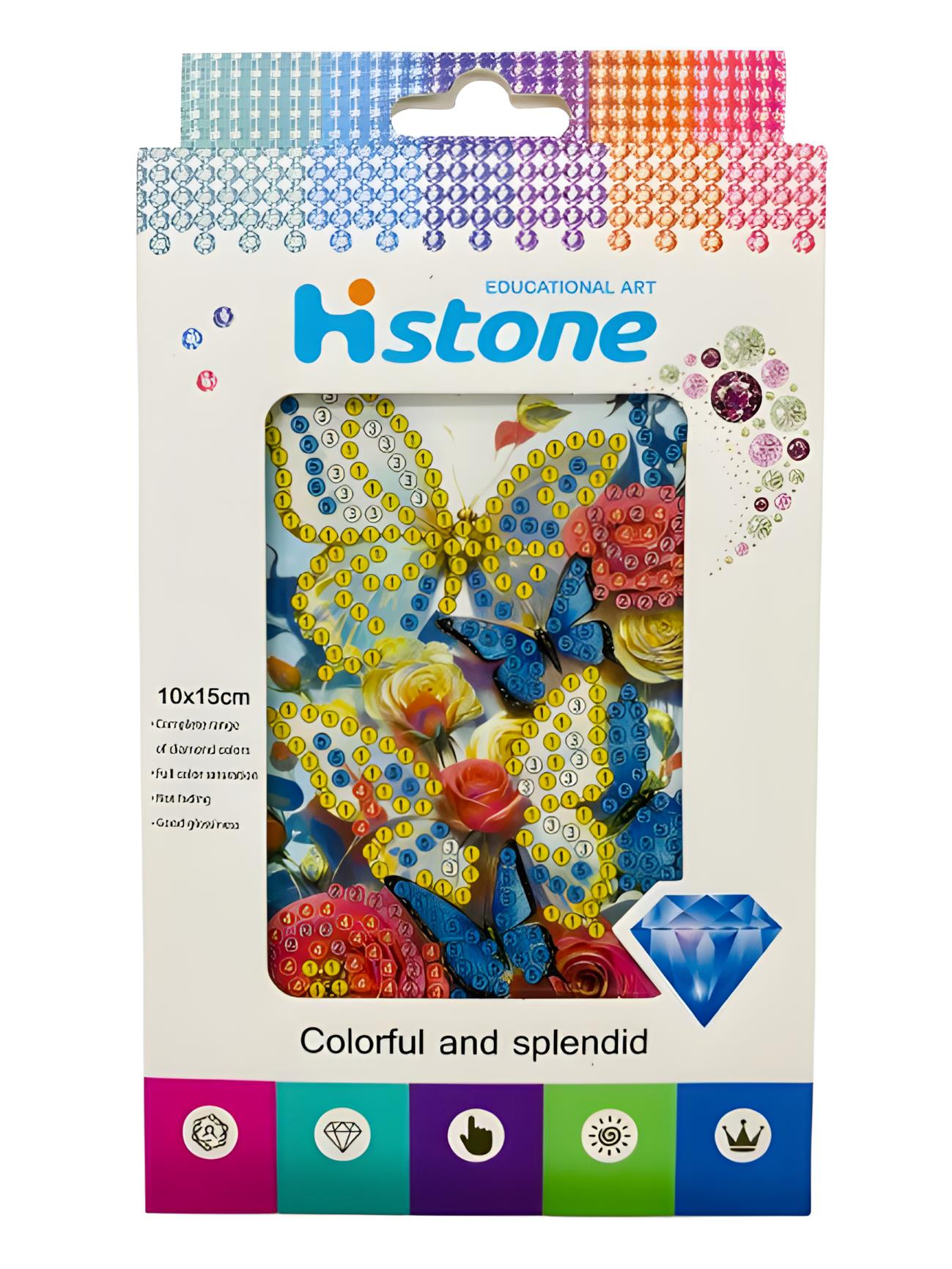 5D Yapışan Boncuk Goblen Mozaik Tablo Pano 10*15 cm Gül Kelebek