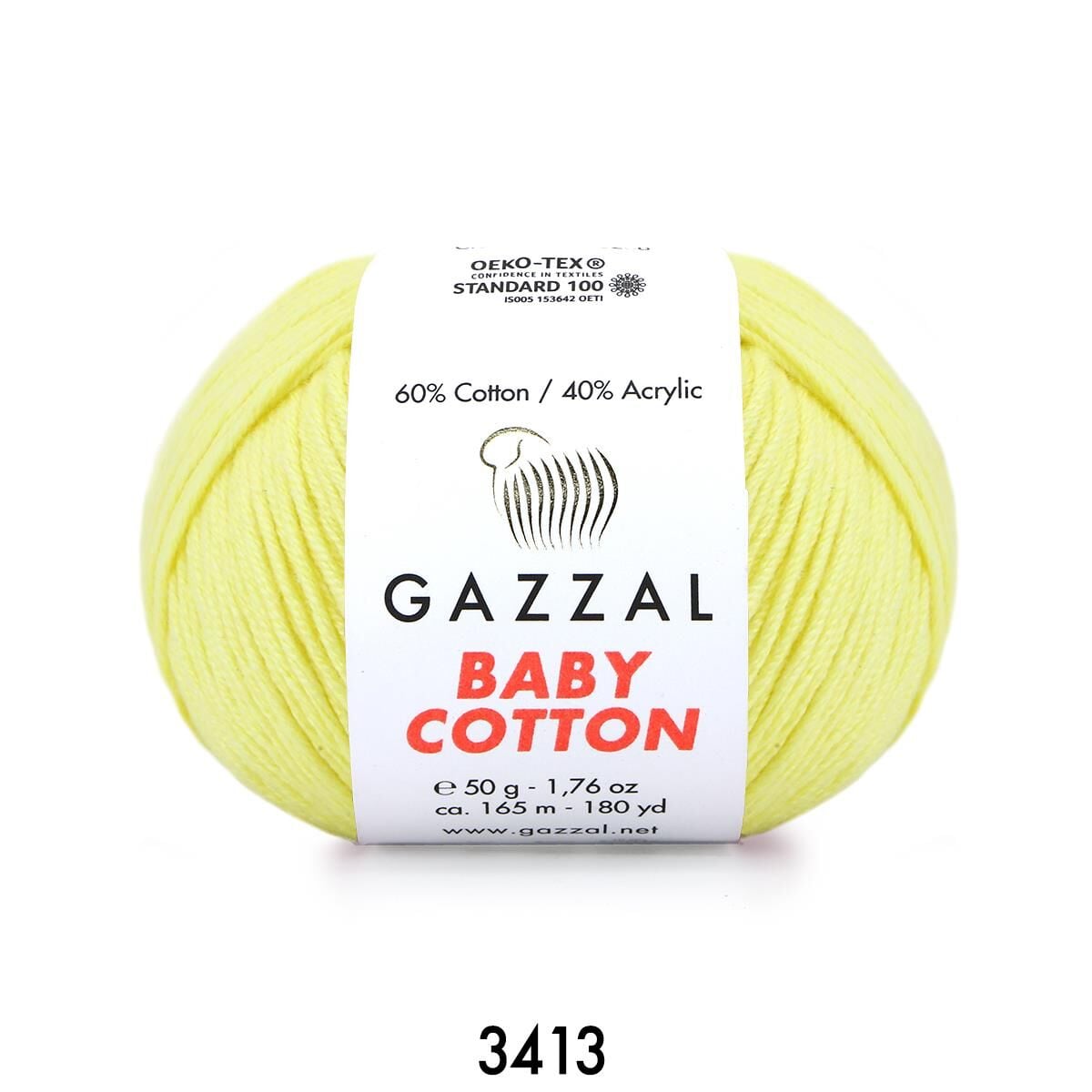 Gazzal Baby Cotton Amigurumi 50gr - Örgü İpi 3413 Limon Sarı