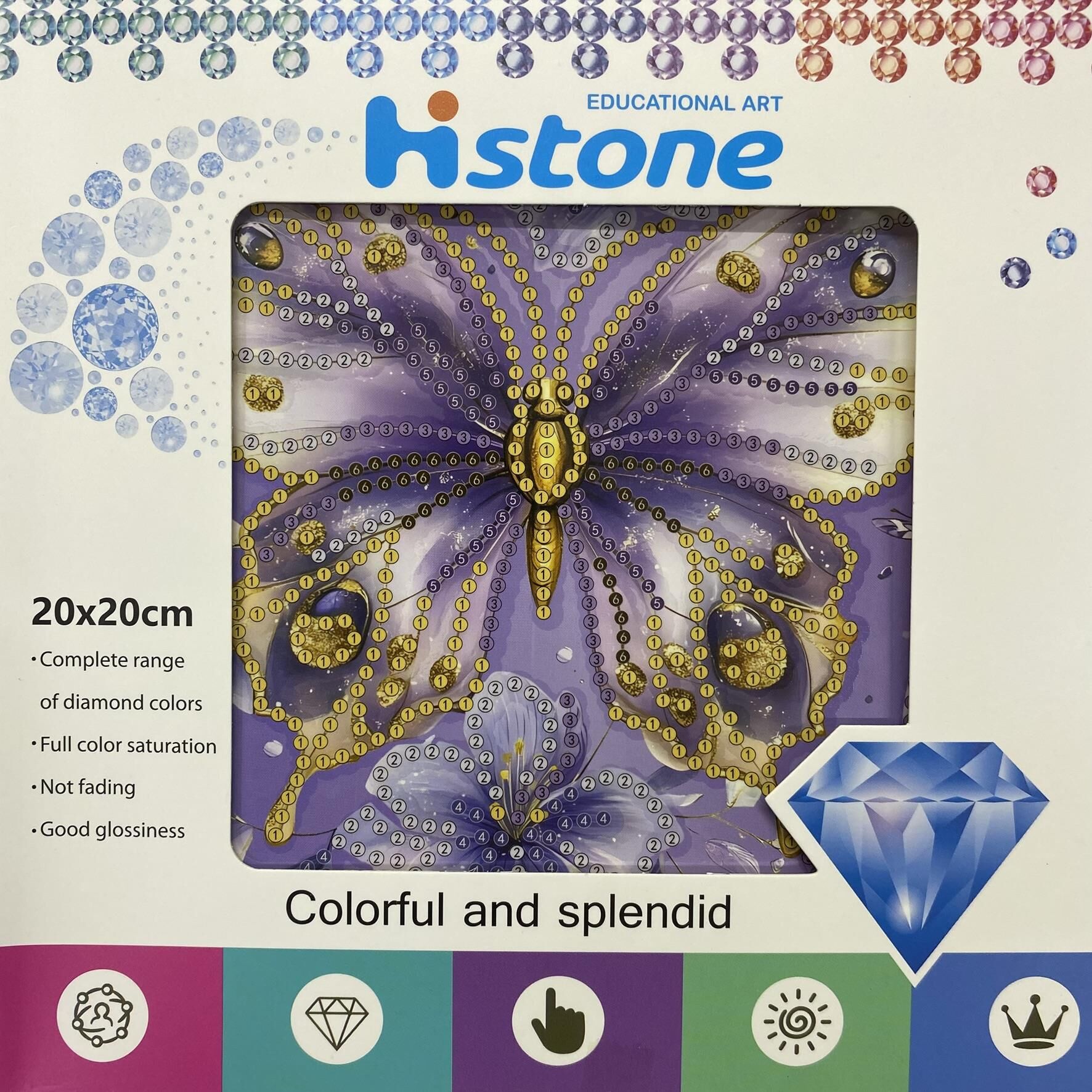 5D Yapışan Boncuk Goblen Mozaik Tablo Pano 20*20 cm Kelebek