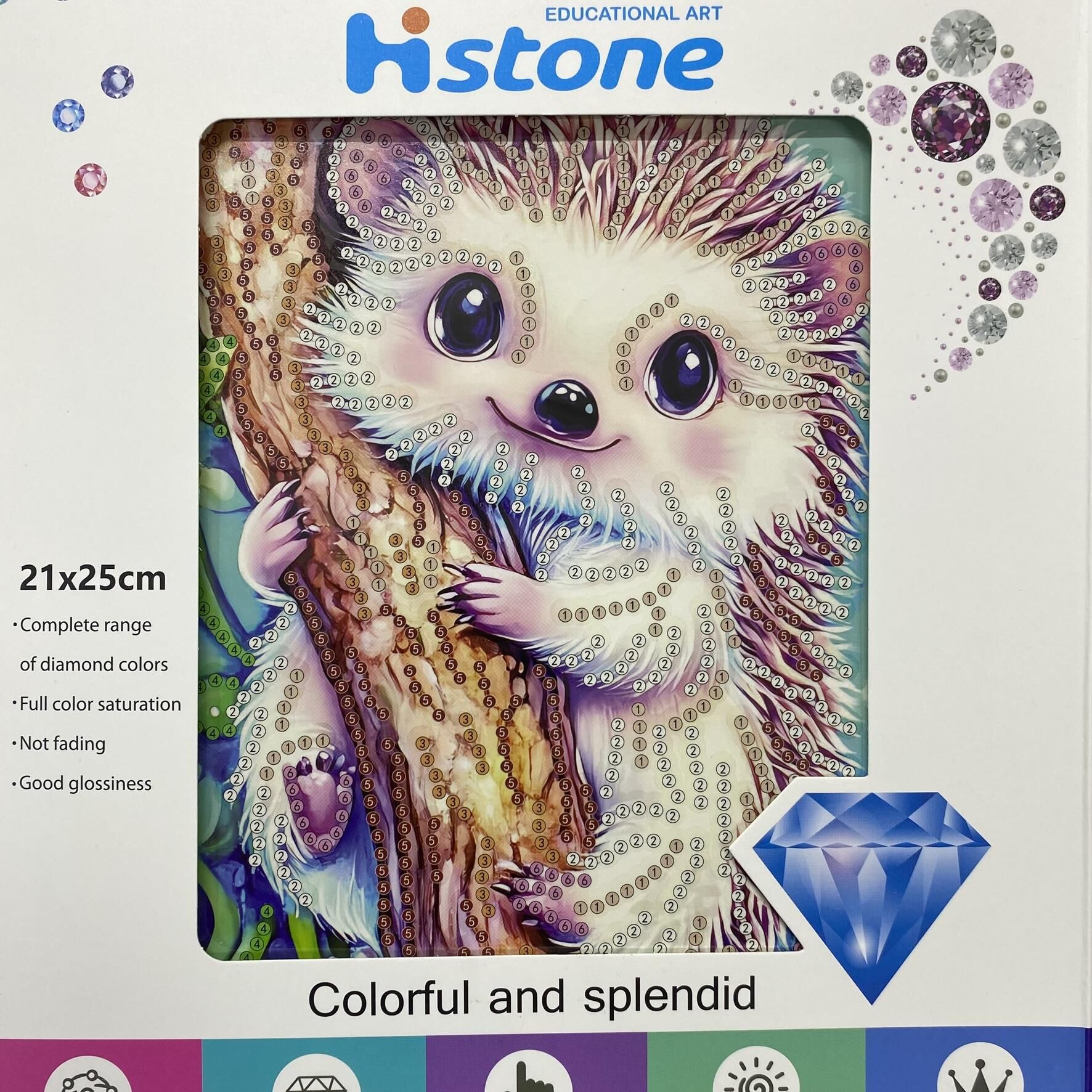 5D Yapışan Boncuk Goblen Mozaik Tablo Pano 21*25 cm Kirpi