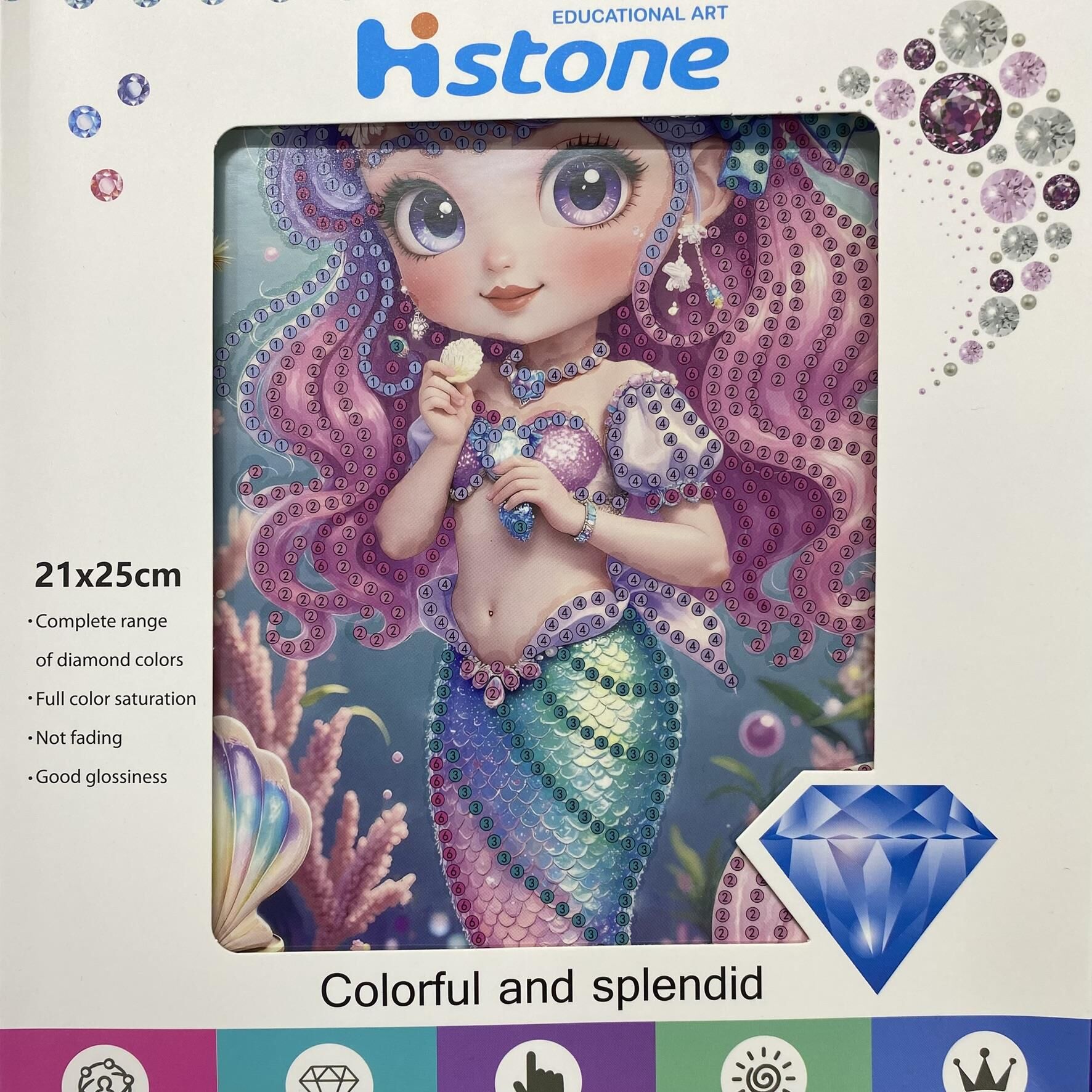5D Yapışan Boncuk Goblen Mozaik Tablo Pano 21*25 cm Denizkızı