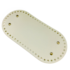 Rivetli Deri Çanta Tabanı Oval 12*25 cm Krem New