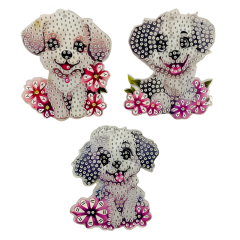 5D Yapışan Boncuk Anahtarlık 3'lü Set Köpek 6*7 cm
