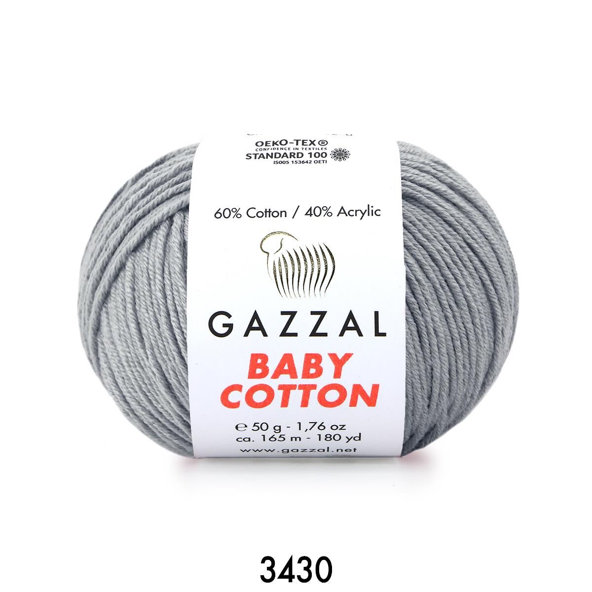 Gazzal Baby Cotton Amigurumi 50gr - Örgü İpi 3430 Gri