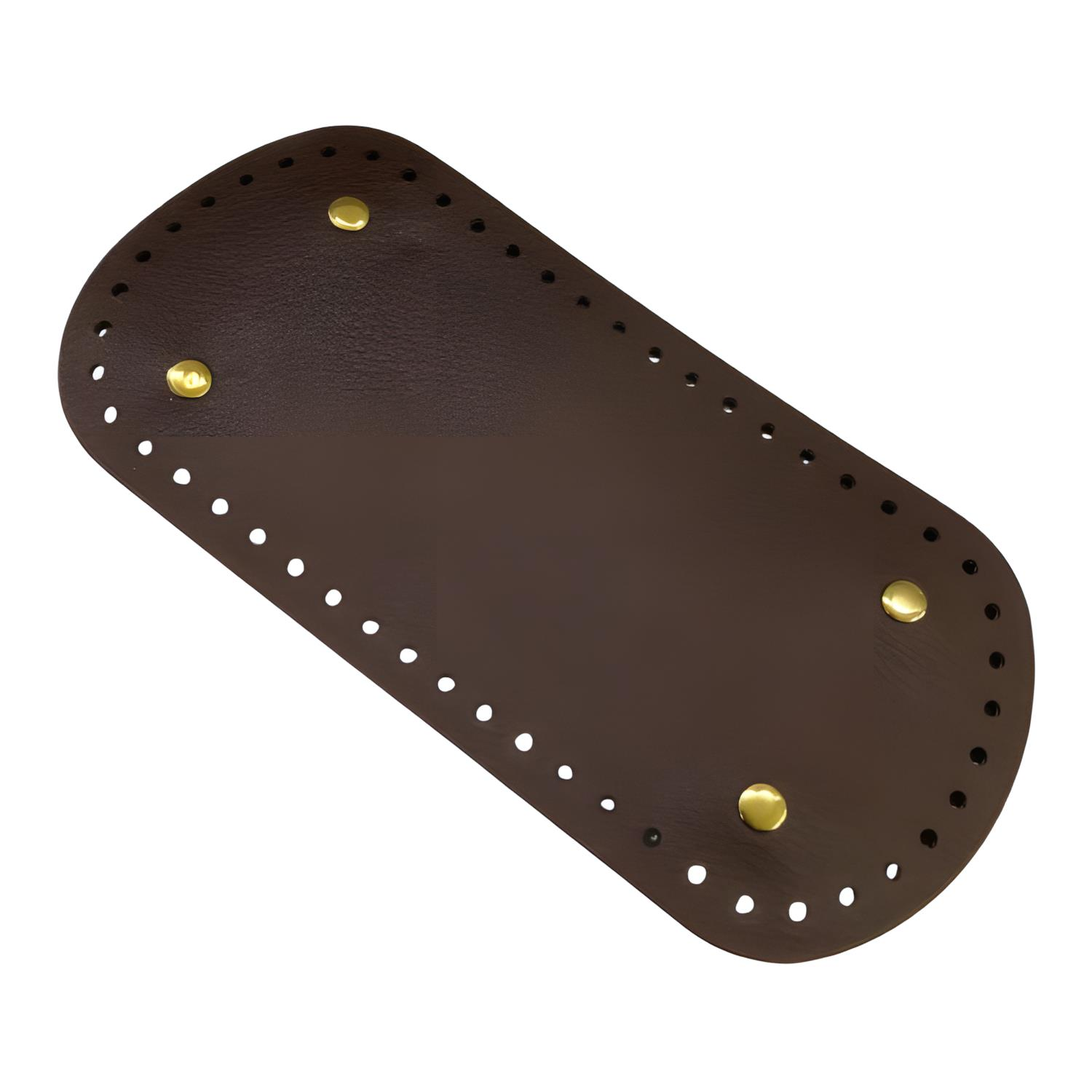 Rivetli Deri Çanta Tabanı Oval 10*22 cm Acı Kahve