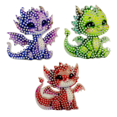 5D Yapışan Boncuk Anahtarlık 3'lü Set Dinazor 6*7 cm