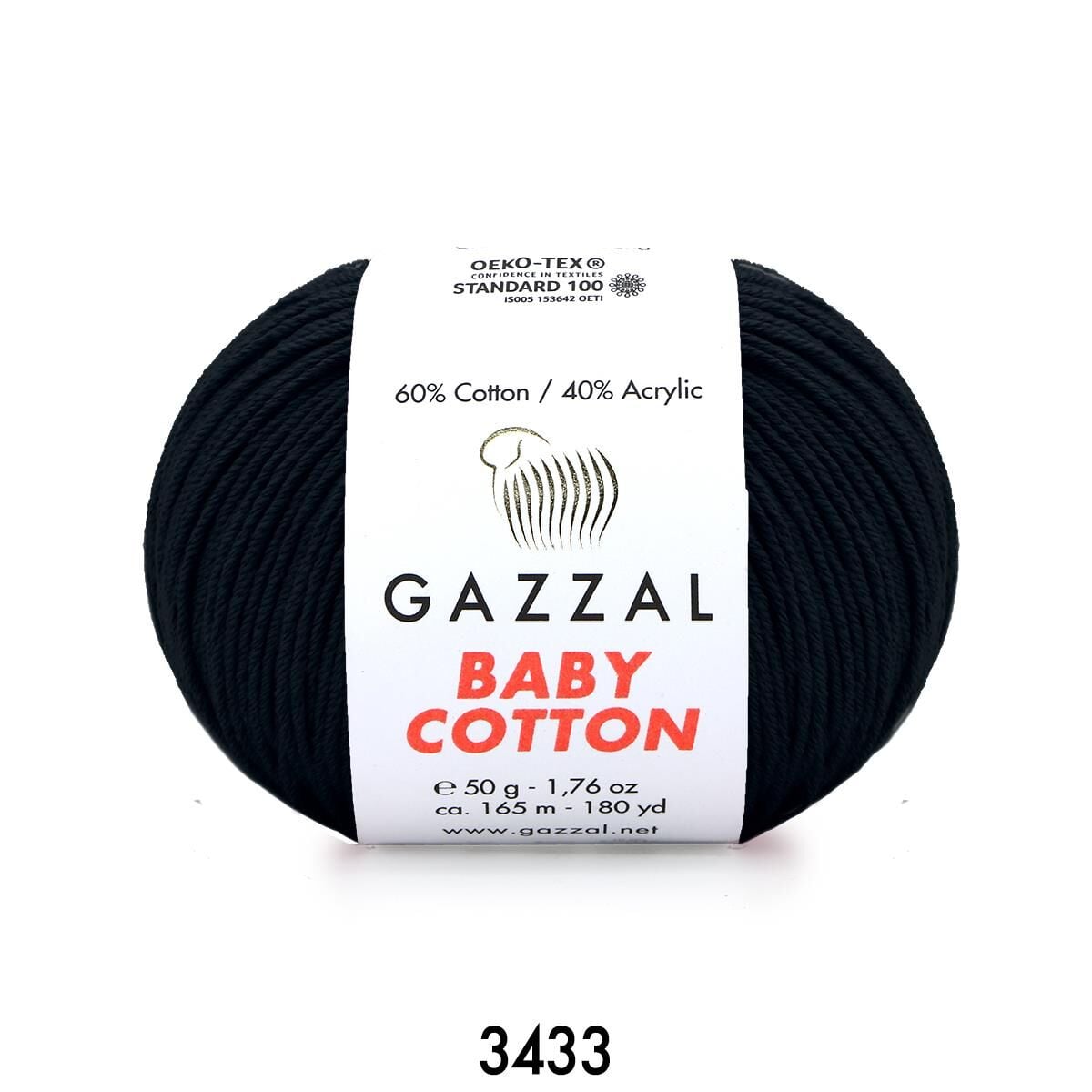 Gazzal Baby Cotton Amigurumi 50gr - Örgü İpi 3433 Siyah