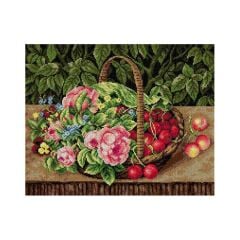 Orchidea Baskılı Goblen Sepette Meyve ve Çiçek 2263 40*50 cm