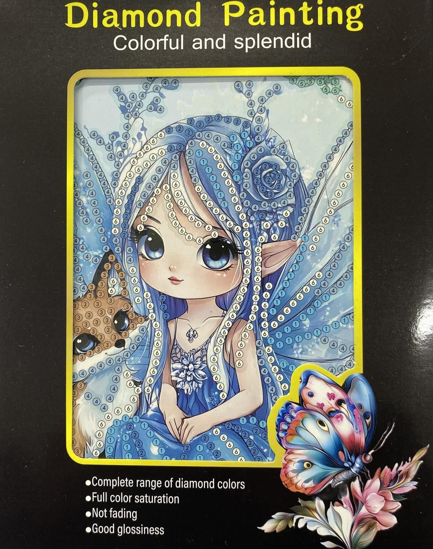 5D Yapışan Boncuk Goblen Mozaik Tablo Pano 15*20 cm Mavi Peri