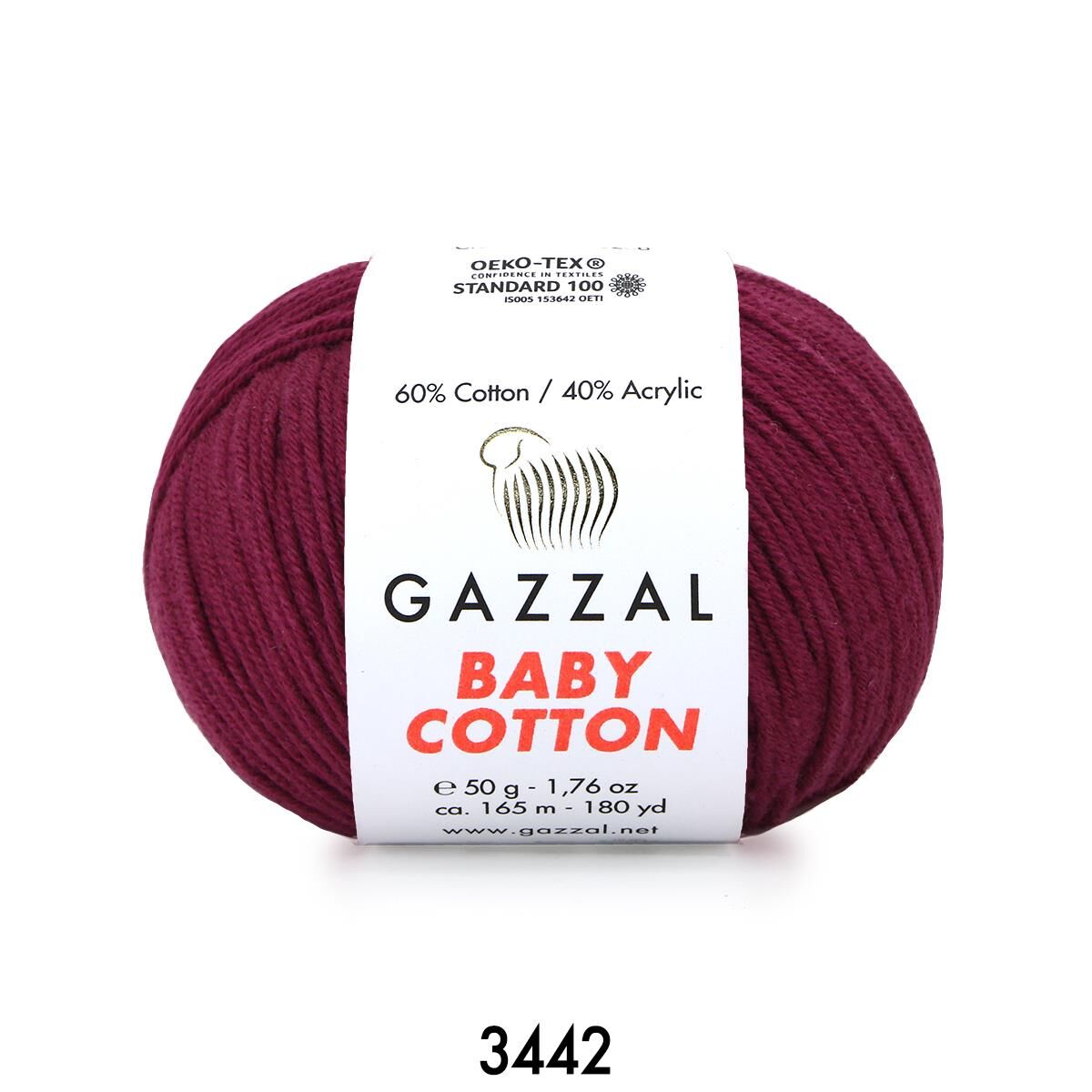 Gazzal Baby Cotton Amigurumi 50gr - Örgü İpi 3442 Bordo
