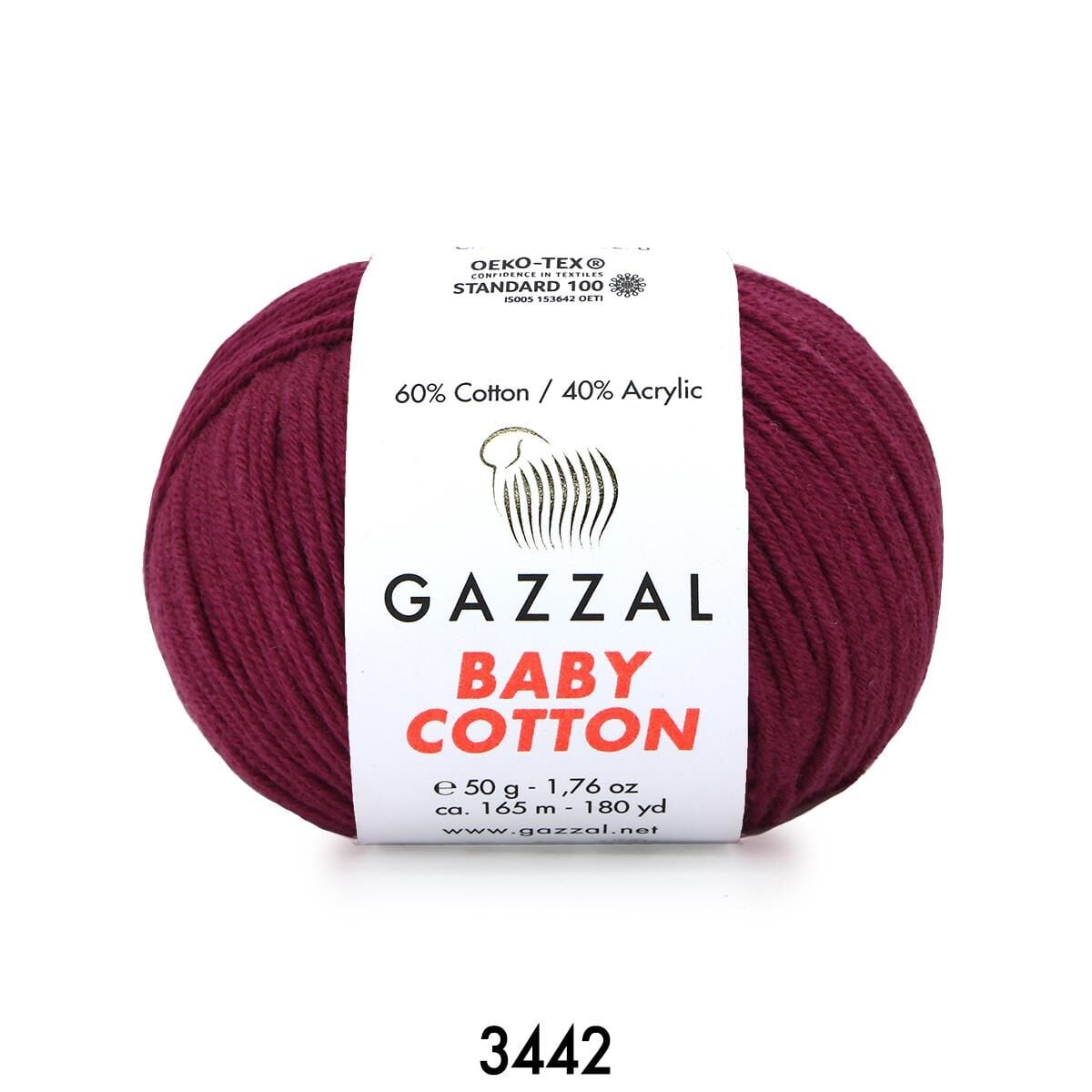Gazzal Baby Cotton Amigurumi 50gr - Örgü İpi 3442 Bordo