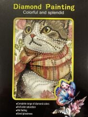 5D Yapışan Boncuk Goblen Mozaik Tablo Pano 15*20 cm Kedi