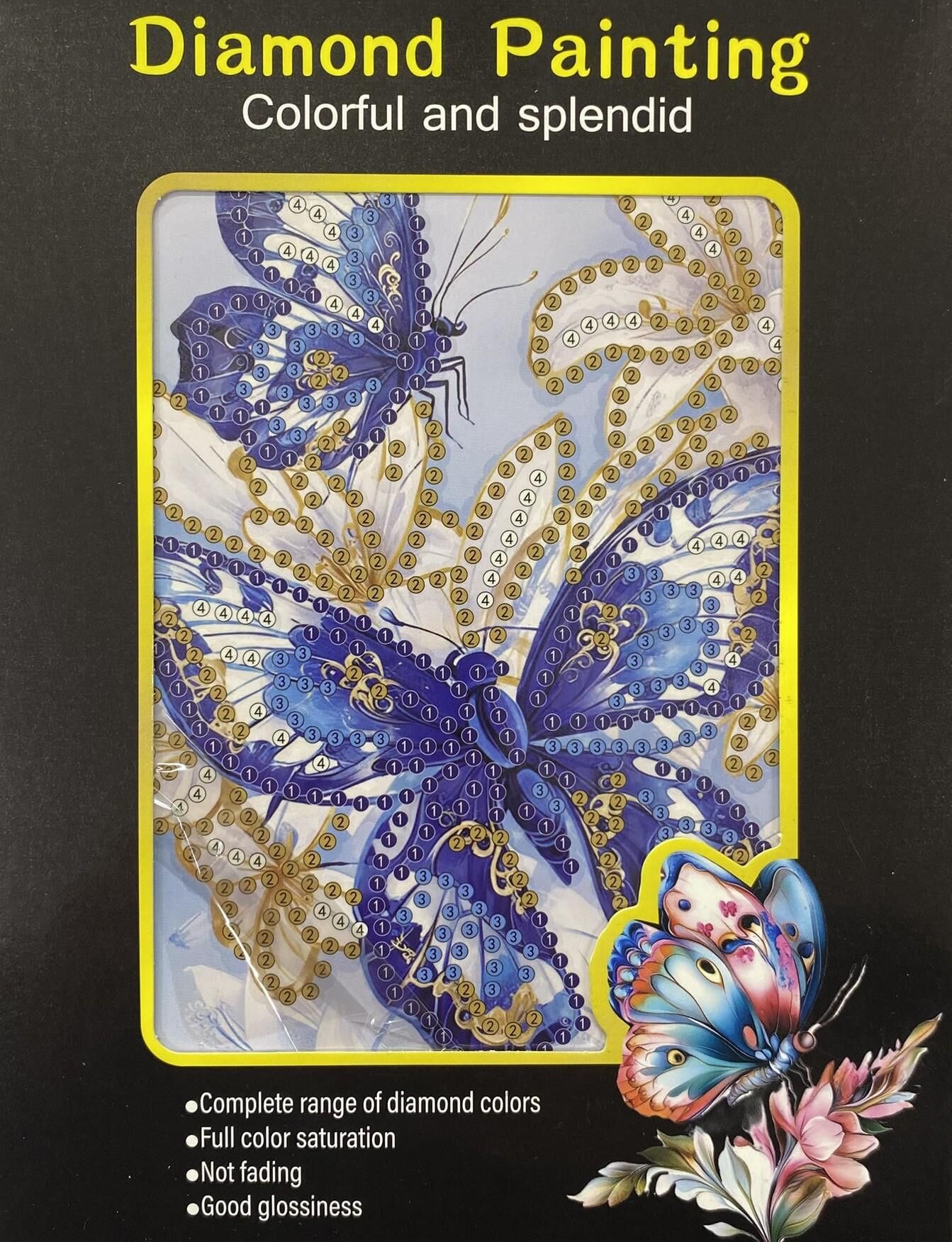 5D Yapışan Boncuk Goblen Mozaik Tablo Pano 15*20 cm Mavi Kelebek