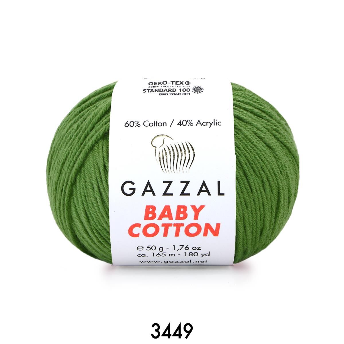 Gazzal Baby Cotton Amigurumi 50gr - Örgü İpi 3449 Koyu Çağla Yeşili
