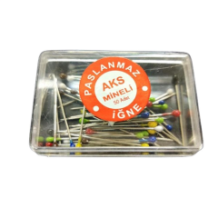 Renkli İnci Başlı Toplu İğne Çelik 50 adet