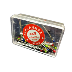 Renkli İnci Başlı Toplu İğne Çelik 50 adet