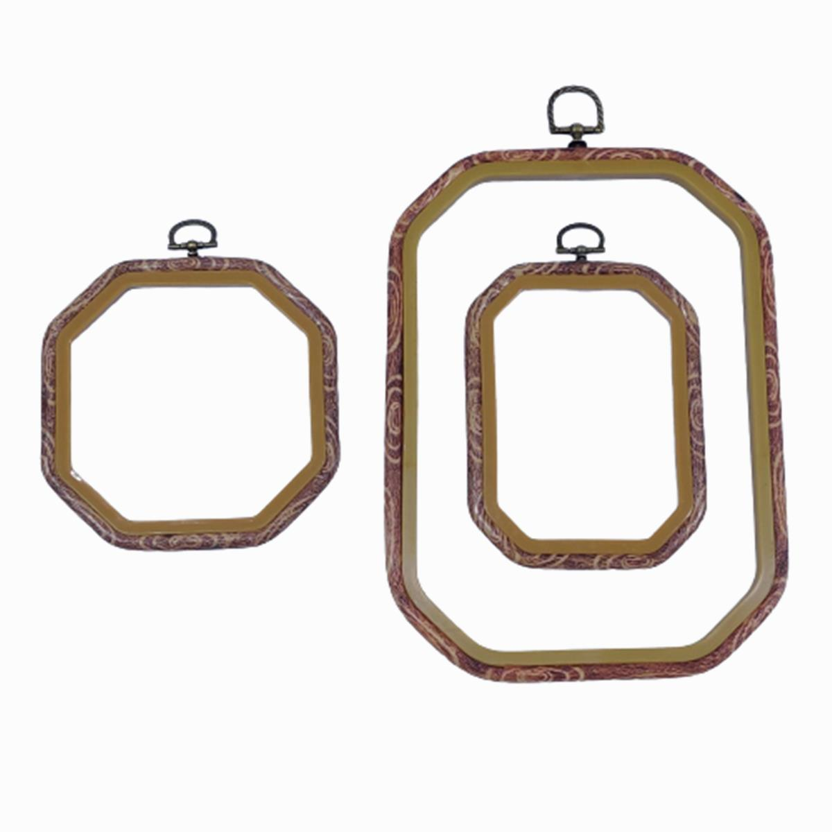 Askılı Çokgen Ahşap Desenli Plastik Kasnak 1koaa02