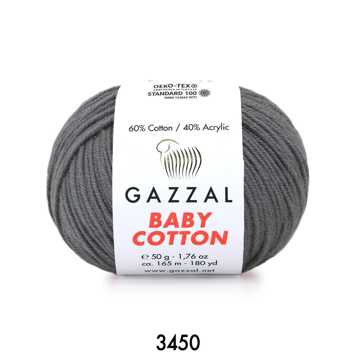 Gazzal Baby Cotton Amigurumi 50gr - Örgü İpi 3450 Koyu Gri