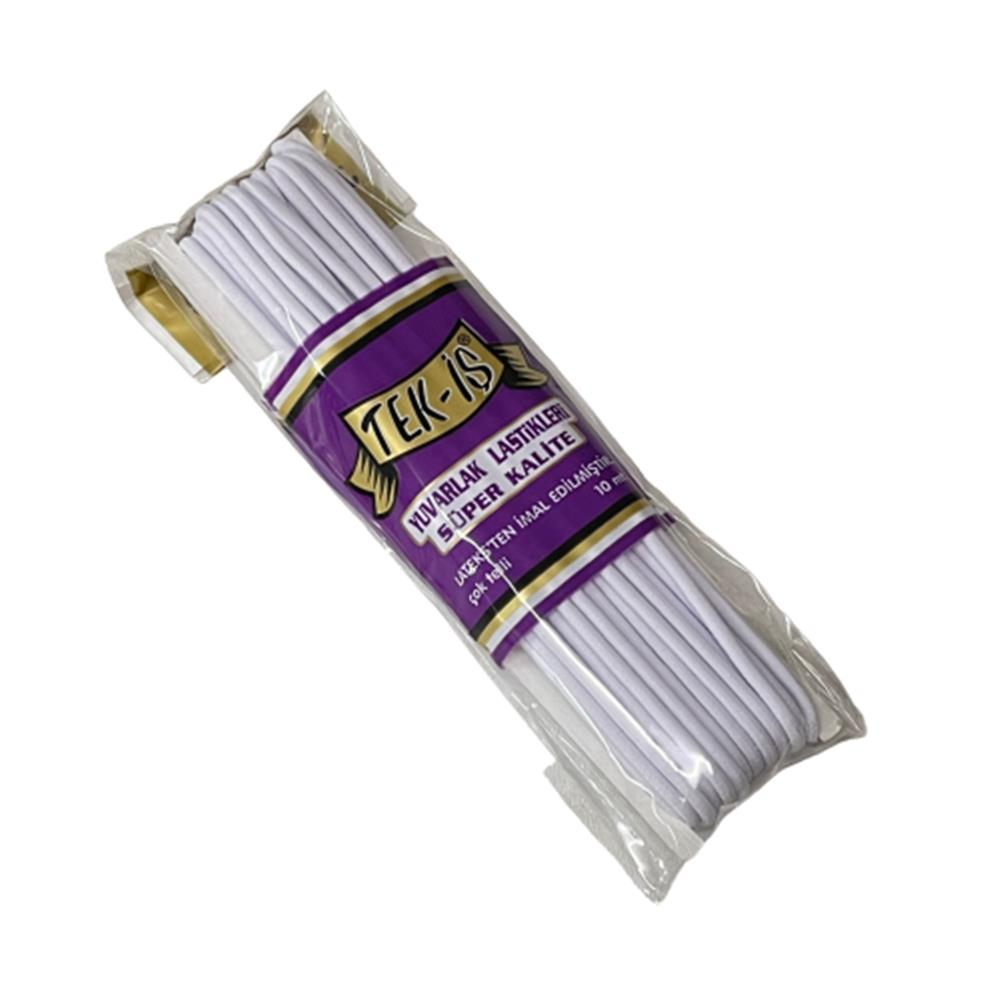 Lastik Tek-İş Sert Yumuşak Çamaşır Don Etek Bel Paça Bebe Lastiği Yuvarlak 3mm BEYAZ 10m