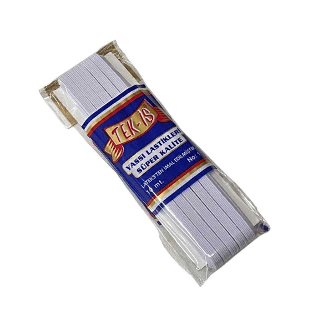 Lastik Tek-İş Sert Yumuşak Çamaşır Don Etek Bel Paça Bebe Lastiği Yassı Sert 7mm No:1 BEYAZ 10m