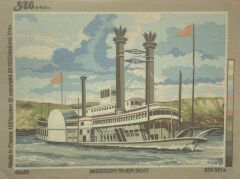 Seg Baskılı Goblen 929 531 Mississipi River Boat 45x60cm Tablo Pano