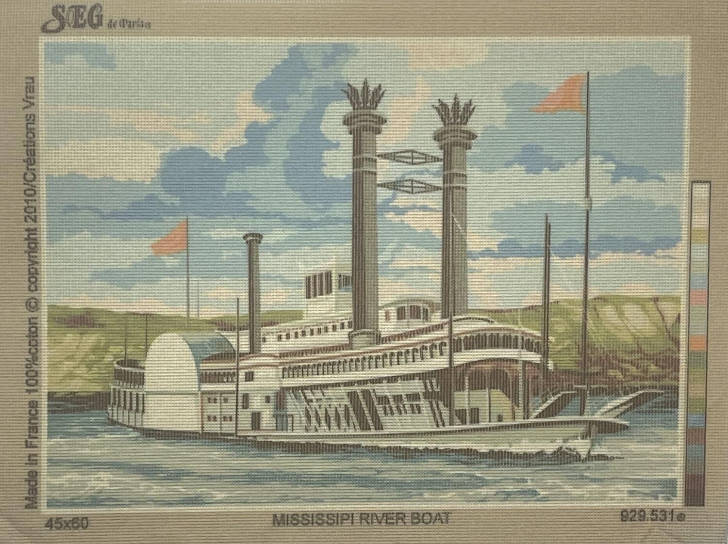 Seg Baskılı Goblen 929 531 Mississipi River Boat 45x60cm Tablo Pano Sadece Goblen Kumaşı A KALİTE