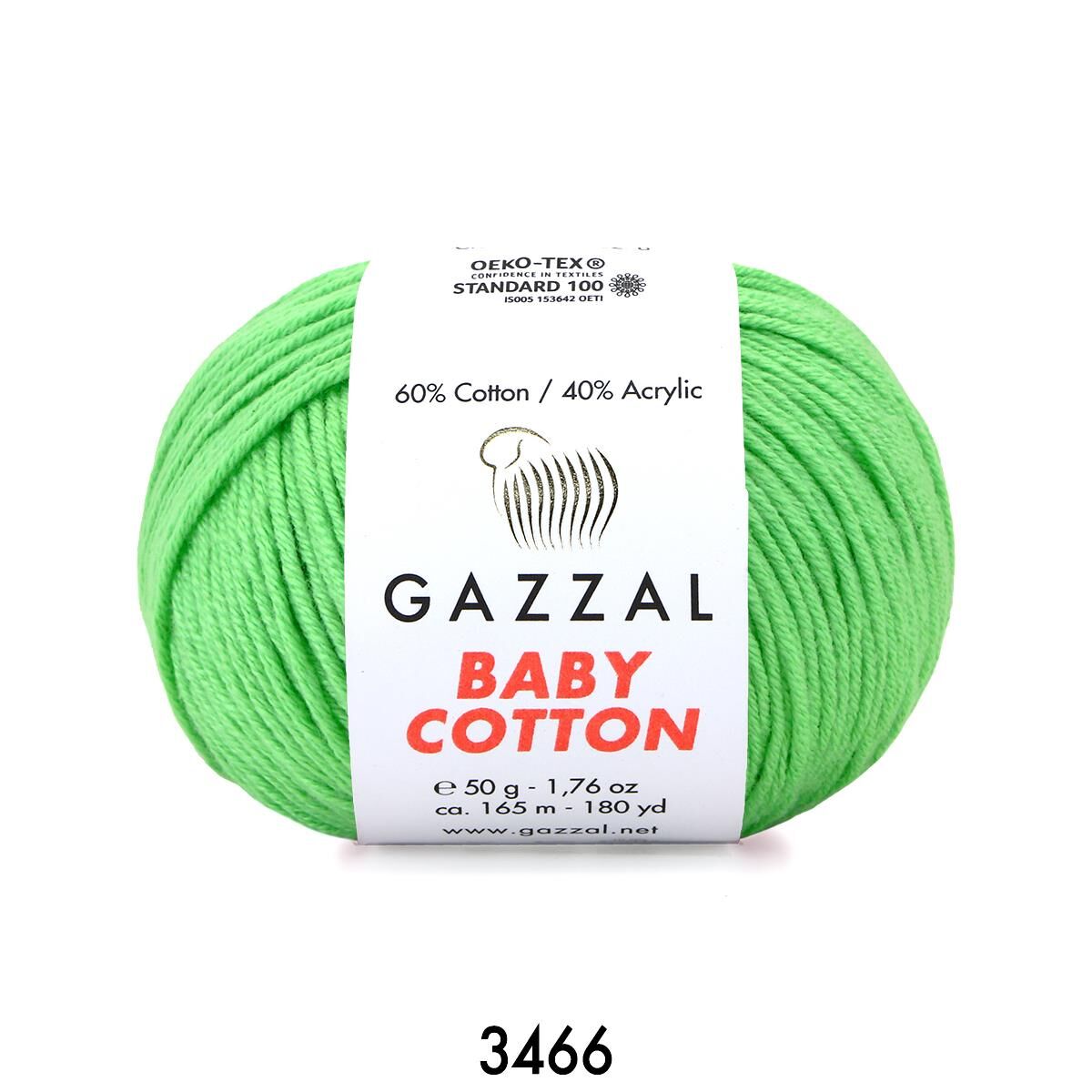 Gazzal Baby Cotton Amigurumi 50gr - Örgü İpi 3466 Elma Yeşili