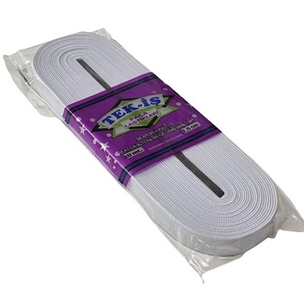 Lastik Tek-İş Sert Yumuşak Çamaşır Don Etek Bel Paça Bebe Lastiği Yassı Yumuşak 1,5cm BEYAZ 10m