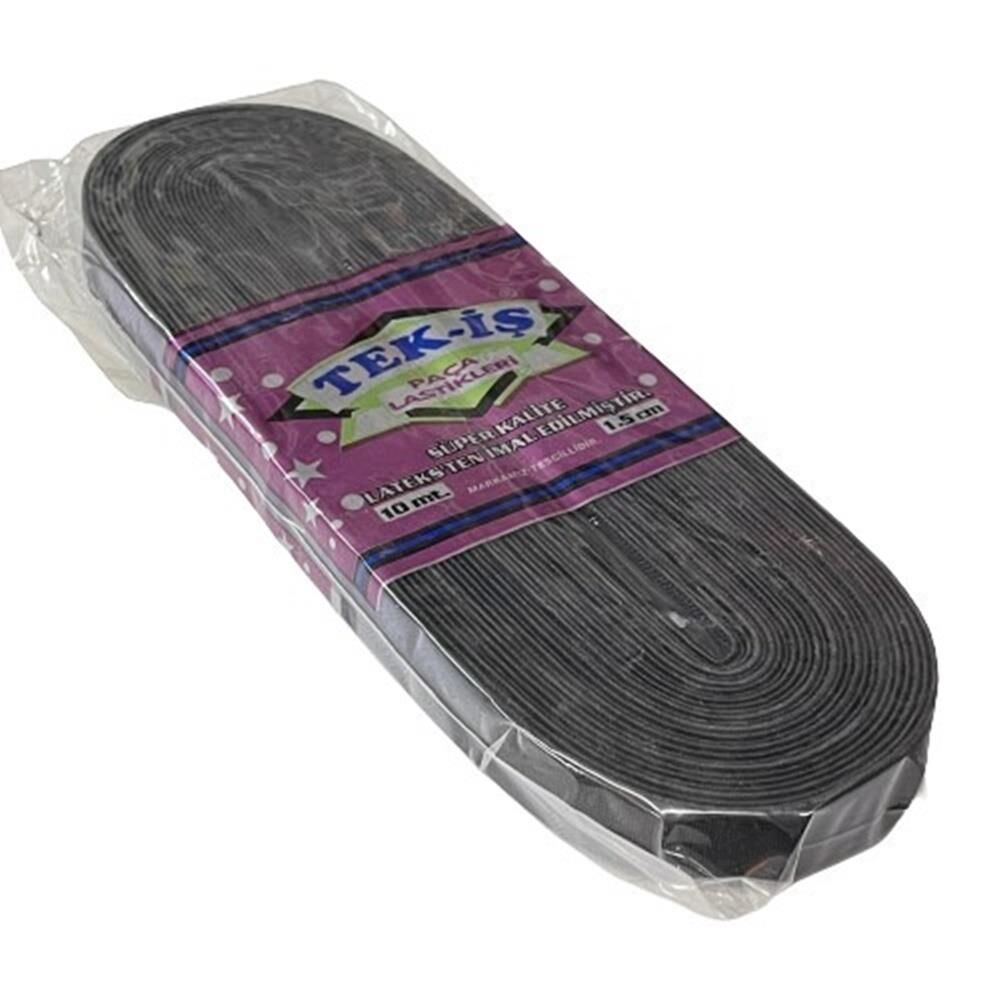 Lastik Tek-İş Sert Yumuşak Çamaşır Don Etek Bel Paça Bebe Lastiği Yassı Yumuşak 1,5cm SİYAH 10m