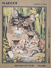 Margot Baskılı Goblen 133 3495 Regard De Felin 50x65cm Tablo Pano