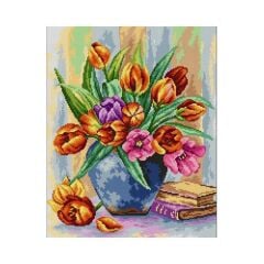 Orchidea Baskılı Goblen Vazoda Lale 2430 40*50 cm